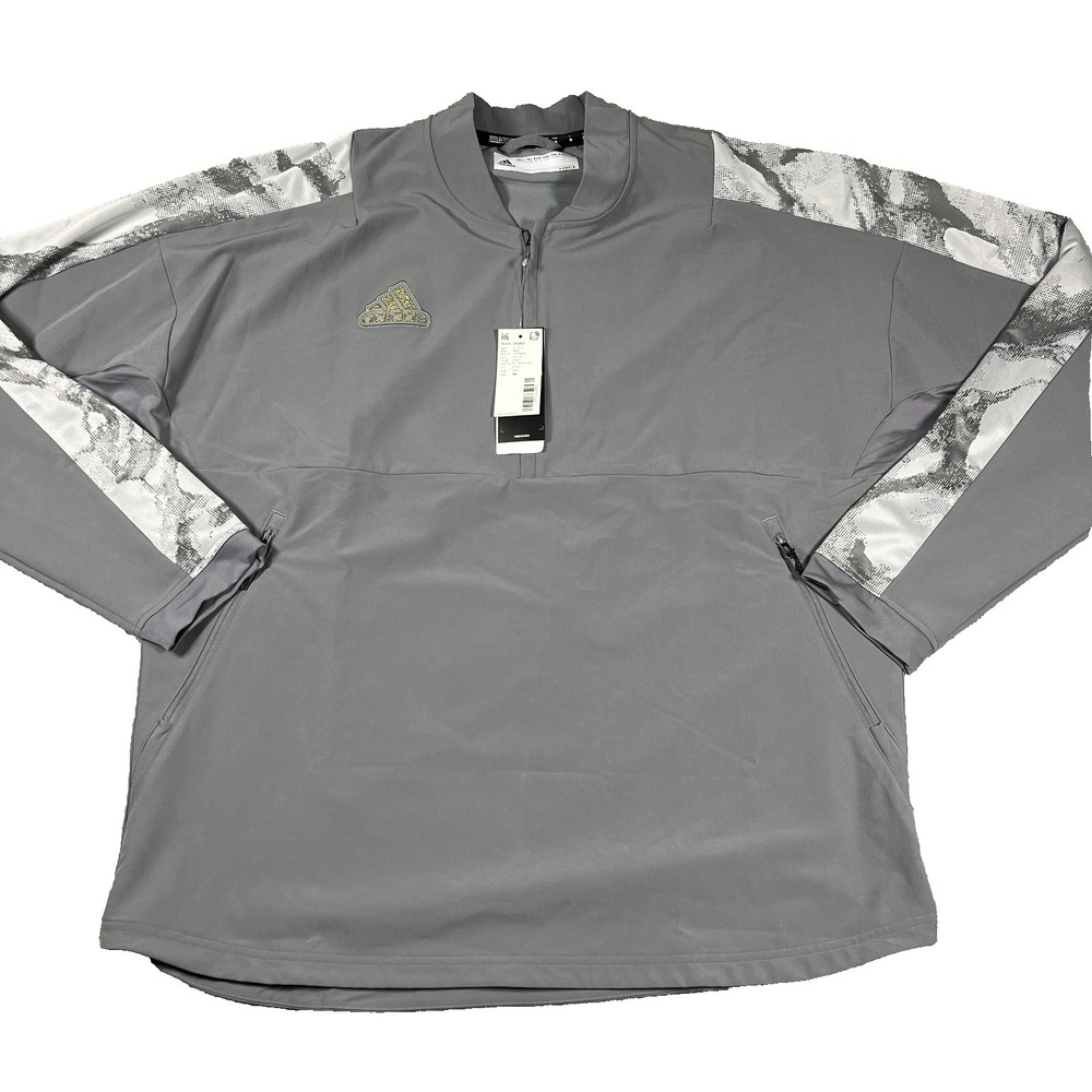 Adidas Mens M Gray Camo 1/4 Zip Pullover Golf Athletic Windbreaker Jacket NWT